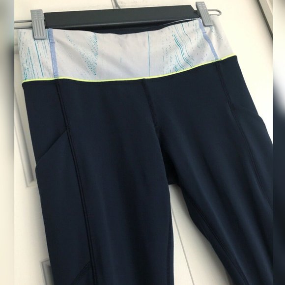 LULULEMON Speed Tight IV Inkwell Navy Gray Waistband Yoga Legging Size 4 - Picture 5 of 10